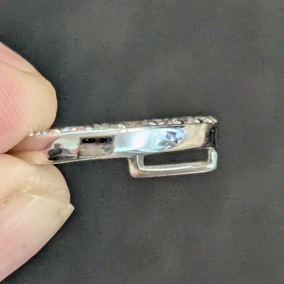 Solid Sterling Silver Peace Sign CZ Slide Pendant 925 - Picture 7 of 9